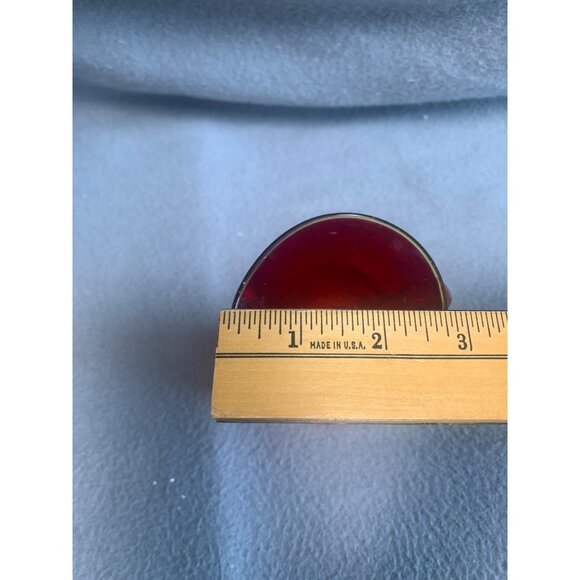 Vintage Crackle Red Glass Miniature Pitcher Vase with Yellow Handle - Picture 8 of 9